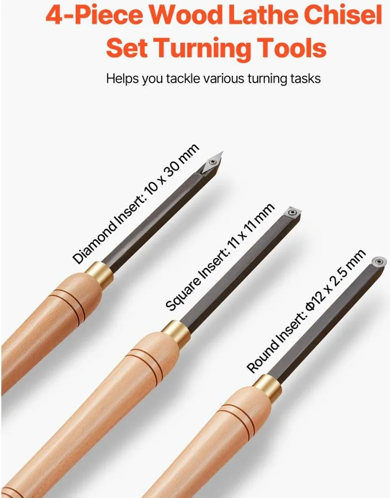 Outils de tournage sur bois professionnels - Lot de 4 gouges et fers