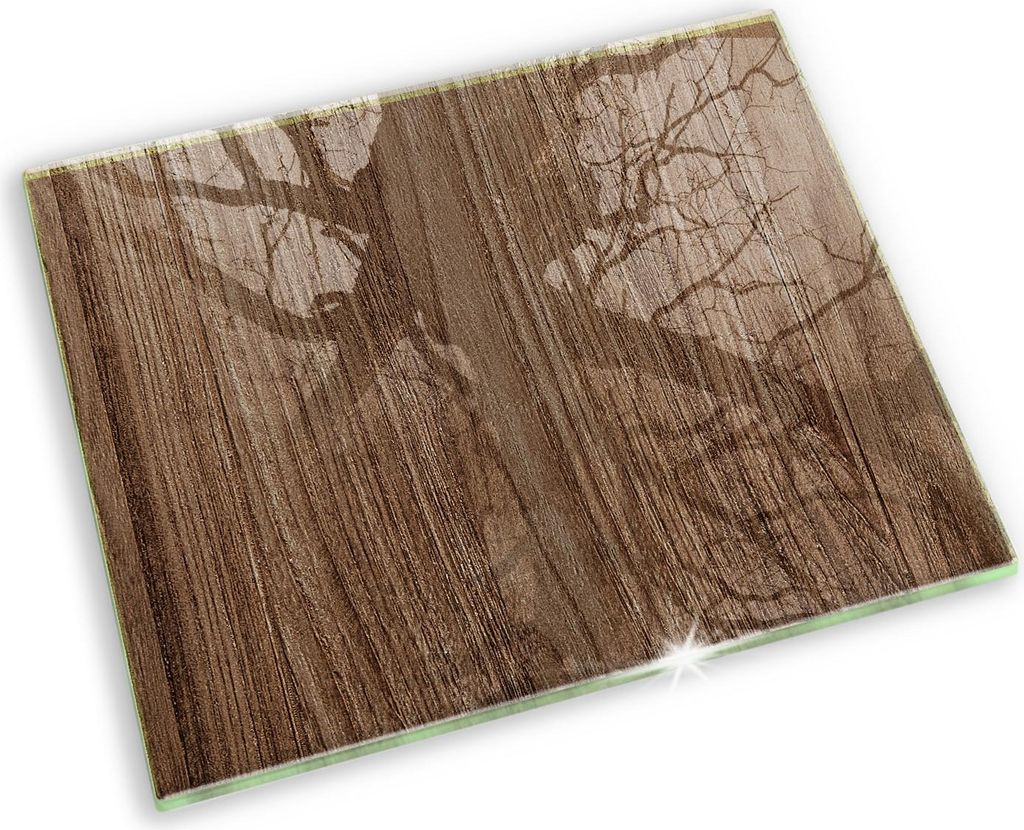 Untersetzer für Grabkerze Motiv Grabstein Gummifüße - 60x52 cm - Holzstruktur