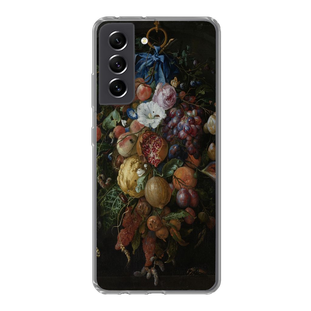 MuchoWow Handyhülle Schutzhülle Hülle für Samsung Galaxy S21 FE Früchte und Blumen - Gemälde von Jan Davidsz. de Heem Silikon Softcase Hand...