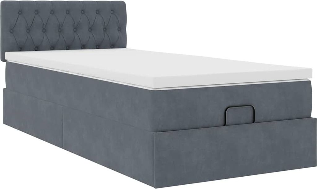 Ottoman-Bett mit Matratze Dunkelgrau 100x200 cm Samt