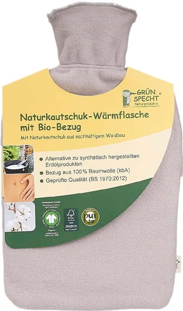 Grünspecht Naturkautschuk-Wärmflasche mit Bio-Bezug 2l Produktbild 