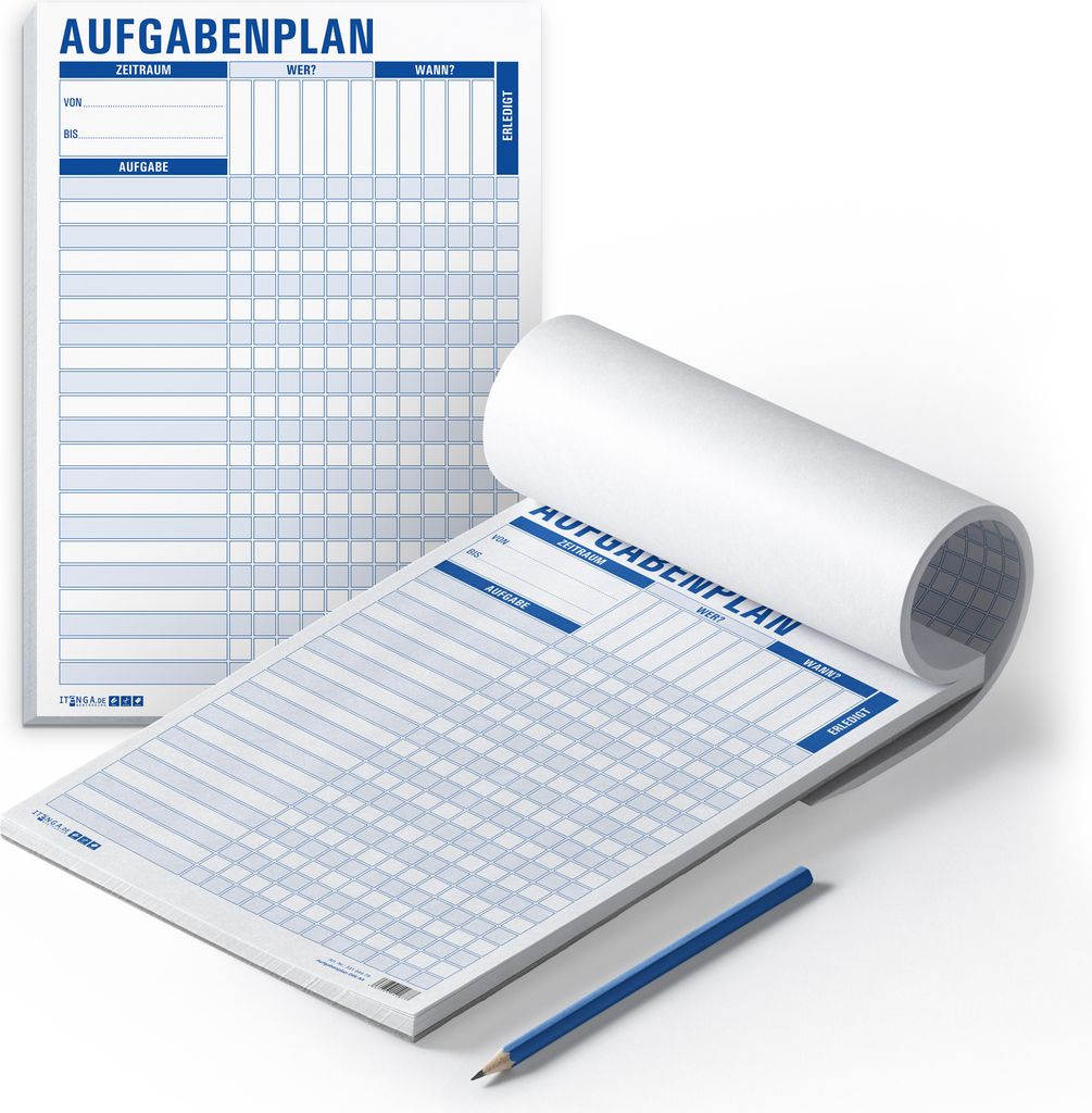 itenga Aufgabenplan DIN A4 Hochformat Block 50 Seiten Blau Produktbild 