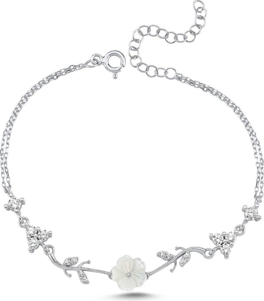 Silber Armband Damen – Manolienblüte & Tria-Zirkonia Design