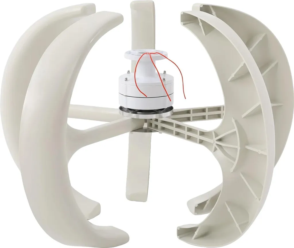 Éolienne 12V Blanche Compacte - Générateur Énergie Efficace Modèle W75