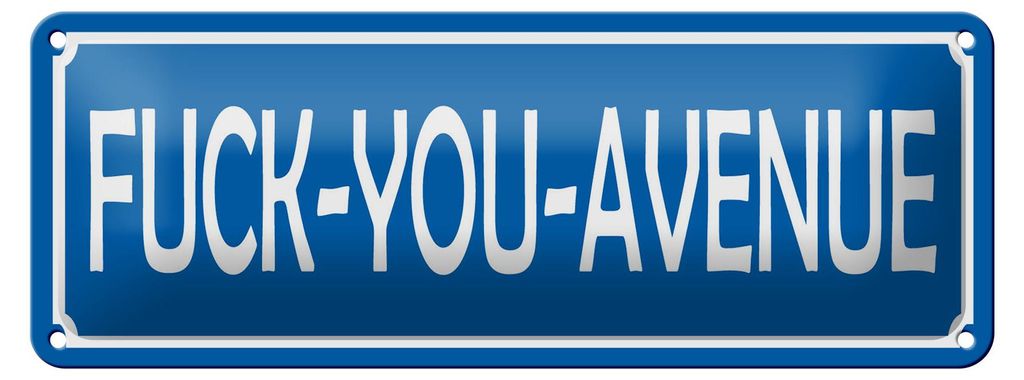 Blechschild Spruch 27x10 cm Fuck-You-Avenue Schild