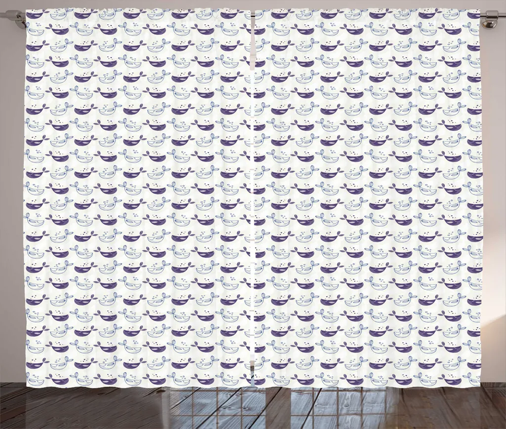 Rideau décoratif pour salon motif marin violet et bleu 280 x 225 cm