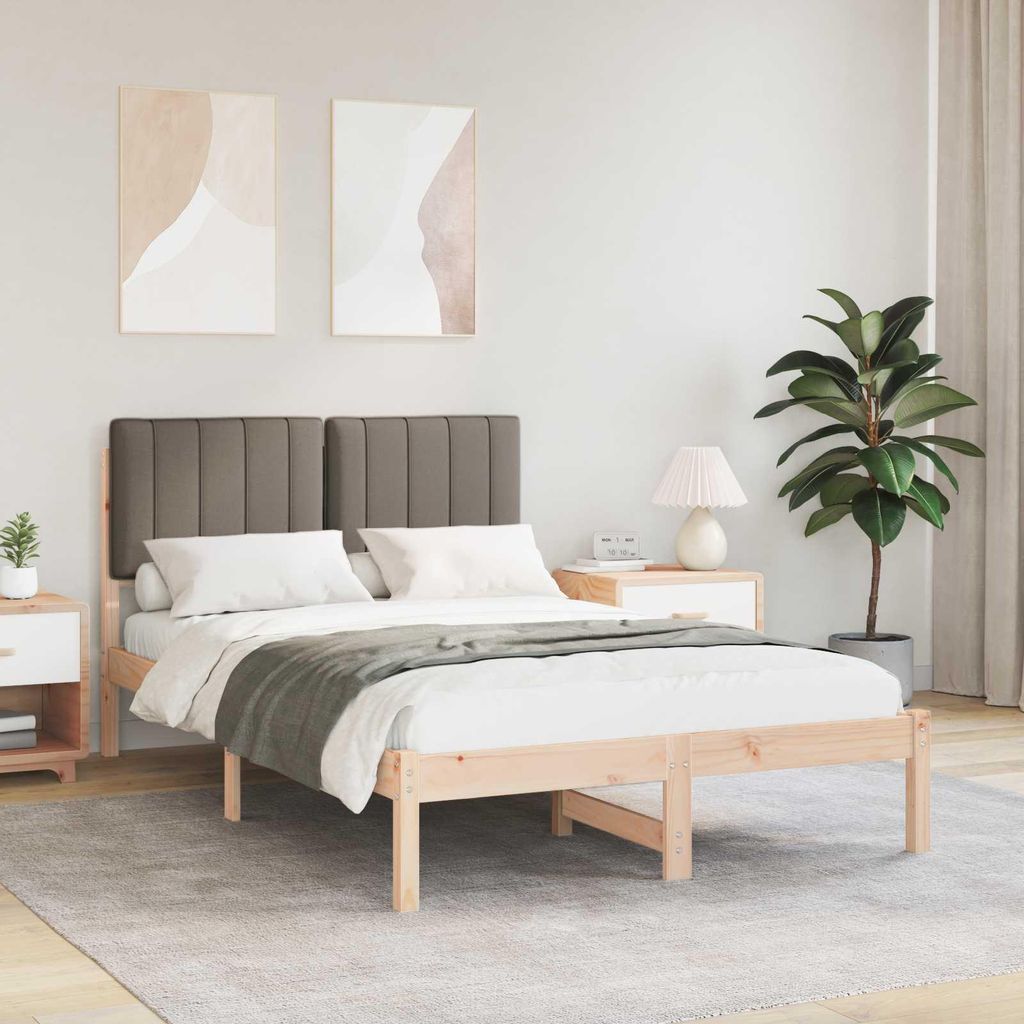 Maison Exclusive - Bettgestell mit gepolstertem Kopfteil Natürlich und Taupe