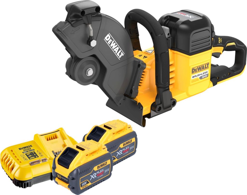 DeWalt DCS 691 Y2 Akku Trennschleifer 54 V FlexVolt 230 mm Brushless + 2x Akku 12,0 Ah + Ladegerät