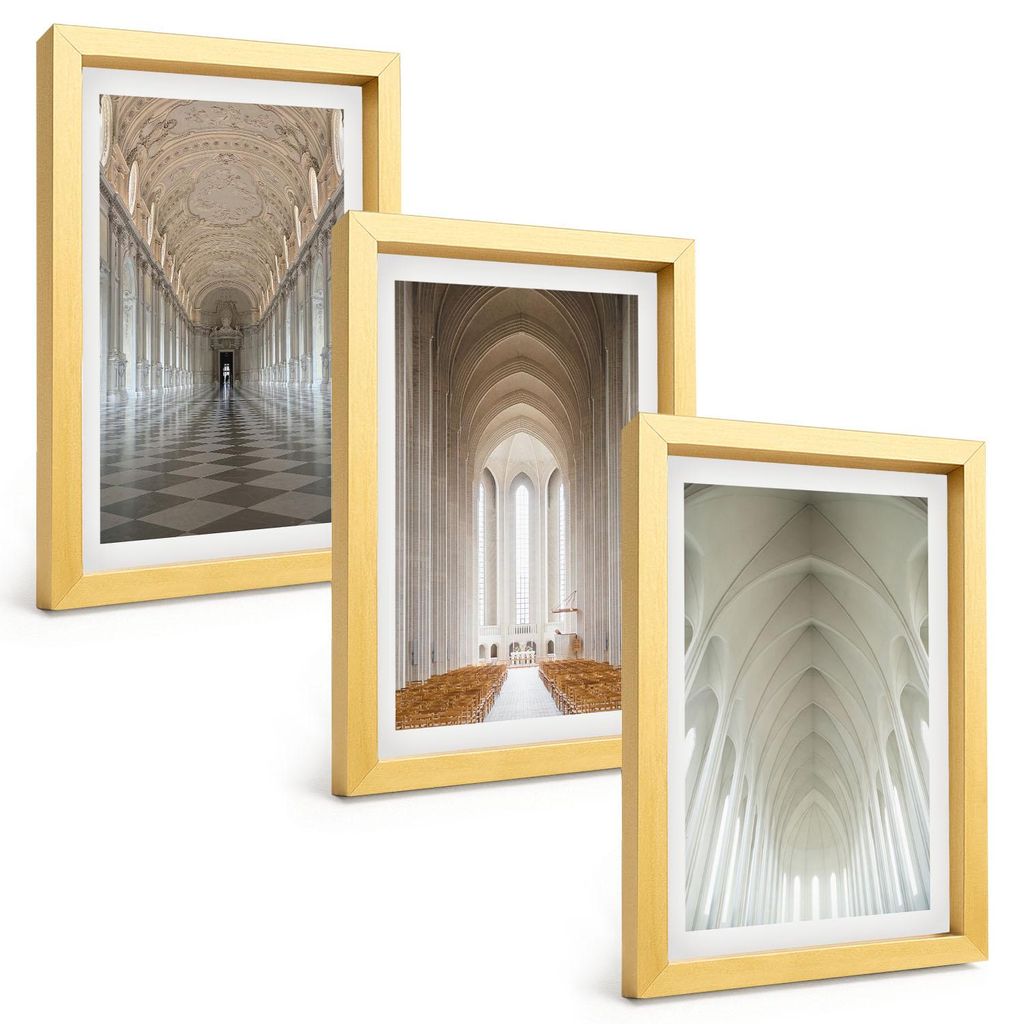 Bilder Set 3-teilig im Goldrahmen Rahmen – Wandbilder 3 Stück – gerahmte Poster für Wohnzimmer, Schlafzimmer und Flur – 20x30 cm – Innenr...