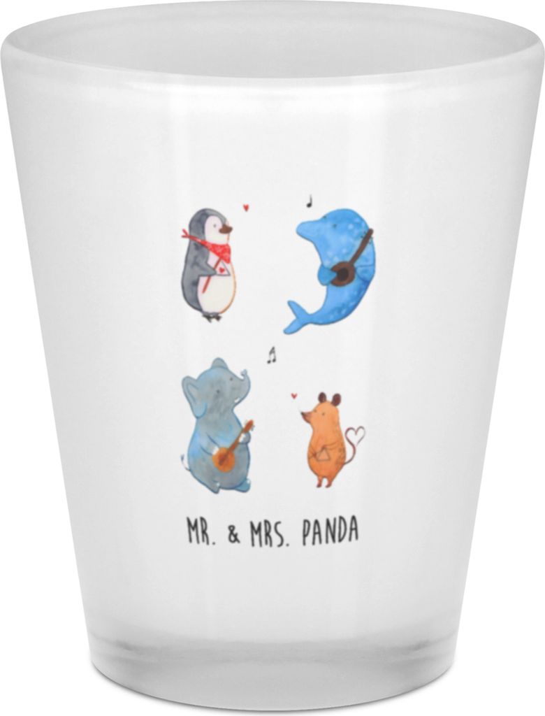 Mr. & Mrs. Panda Gläschen Big Band - Transparent - Geschenk, Pinguin, Delfin, Likörglas, Gitarre, Hund, Likör Glas, Schnapsbecher, Schnapsglas, ...