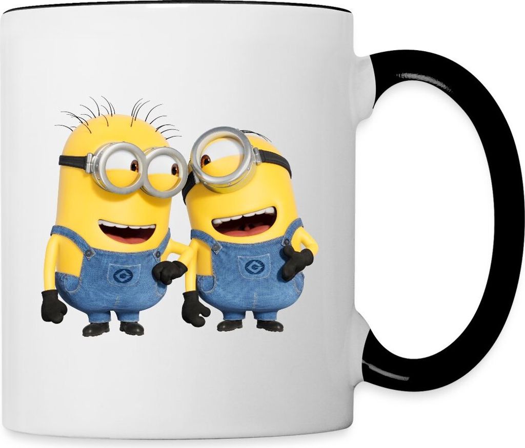 Spreadshirt Minions Despicable Me Phil Und Stuart Tasse Zweifarbig, One size, Weiß/Schwarz