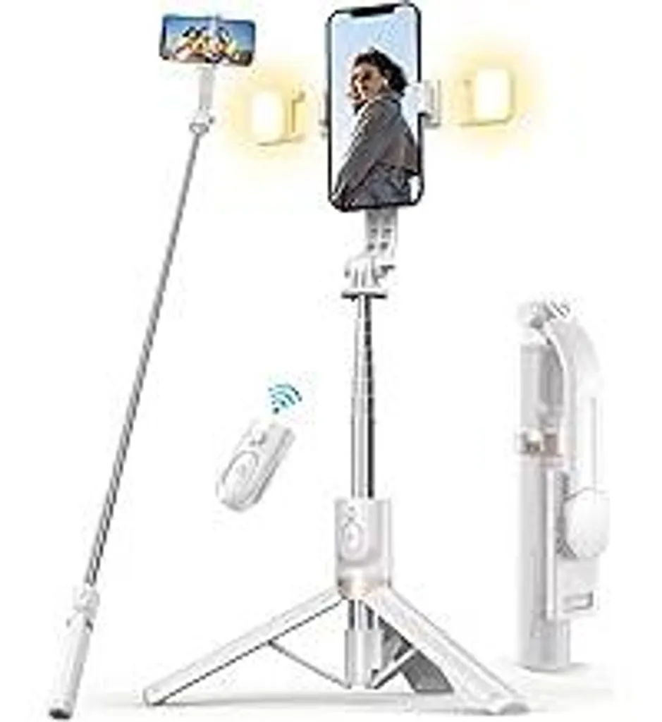 Selfie stick con telecomando Bluetooth, treppiede da viaggio extra lungo estensibile per smartphone, supporto per cellulare ruotabile a 360° compatibile con smartphone e action cam