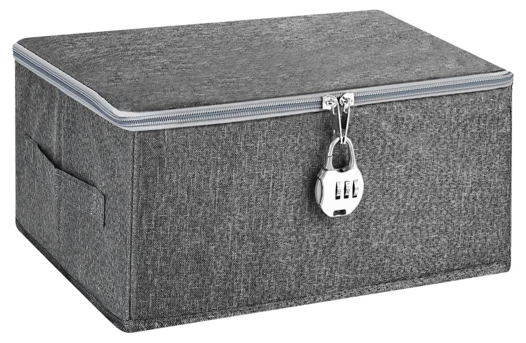 Abschließbare Box, abschließbare Kiste, Aufbewahrungsbox aus Stoff mit Deckel, abschließbare Boxen, Süßigkeitenschrank, Medikamentenbox mit Za...