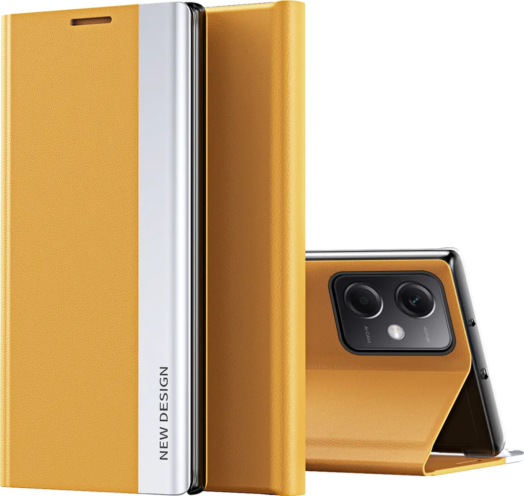 Custodia per Xiaomi Poco X5 /Redmi Note 12 5G in Finto cuoio Flip Cover protettiva con funzione stand Giallo