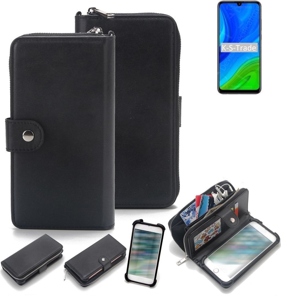 K-S-Trade 2in1 Handyhülle Schutzhülle kompatibel mit Huawei P Smart 2020 & Portemonnee Cover Handy Hülle Case Etui Geldbörse Wallet Bookstyle