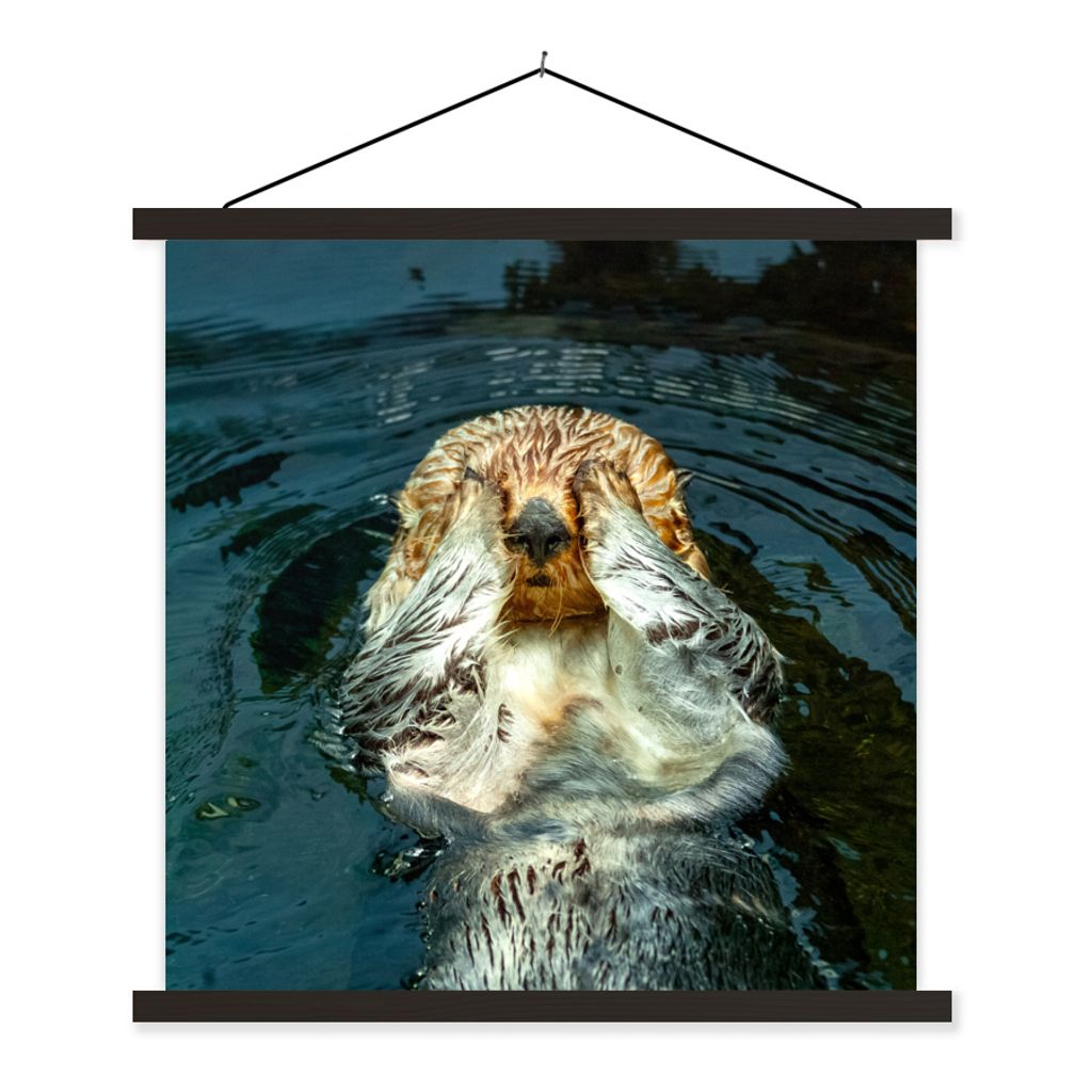 MuchoWow Textilposter Otter im Wasser 60x60 cm mit schwarzem Rahmen - Posteraufhänger