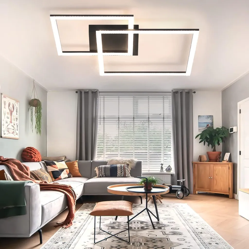 Plafonnier LED Dimmable avec Télécommande 54W Noir pour Salon Moderne - 8