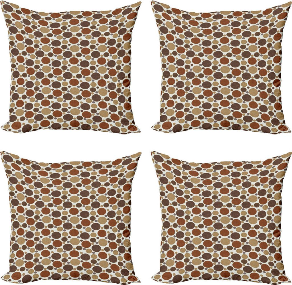 ABAKUHAUS dots Kissenbezug Set (4 Stück), Kreise mit kurviger Linie, Moderner Doppelseitiger Digitaldruck, 40 cm x 40 cm, Mehrfarbig