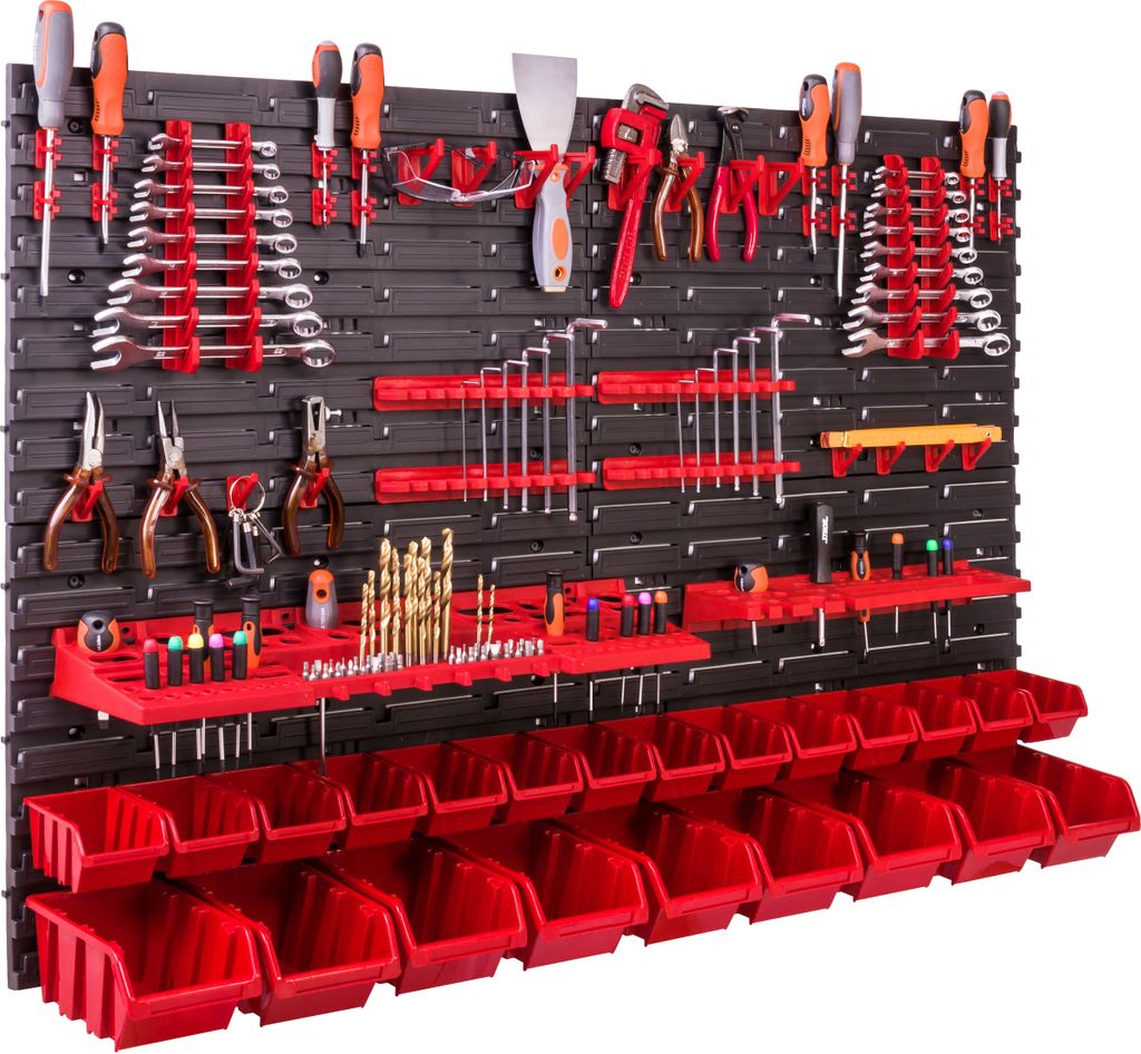 23 stohovacích boxů Nástěnná police 115x78cm Držák nářadí Obrázek produktu 