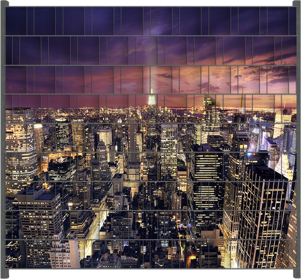 Wallario Zaunsichtschutz mit Motiv New York bei Nacht - Panoramablick über die Stadt für Ein- und Doppelstabmatten Zäune in der Größe 200 x 18...