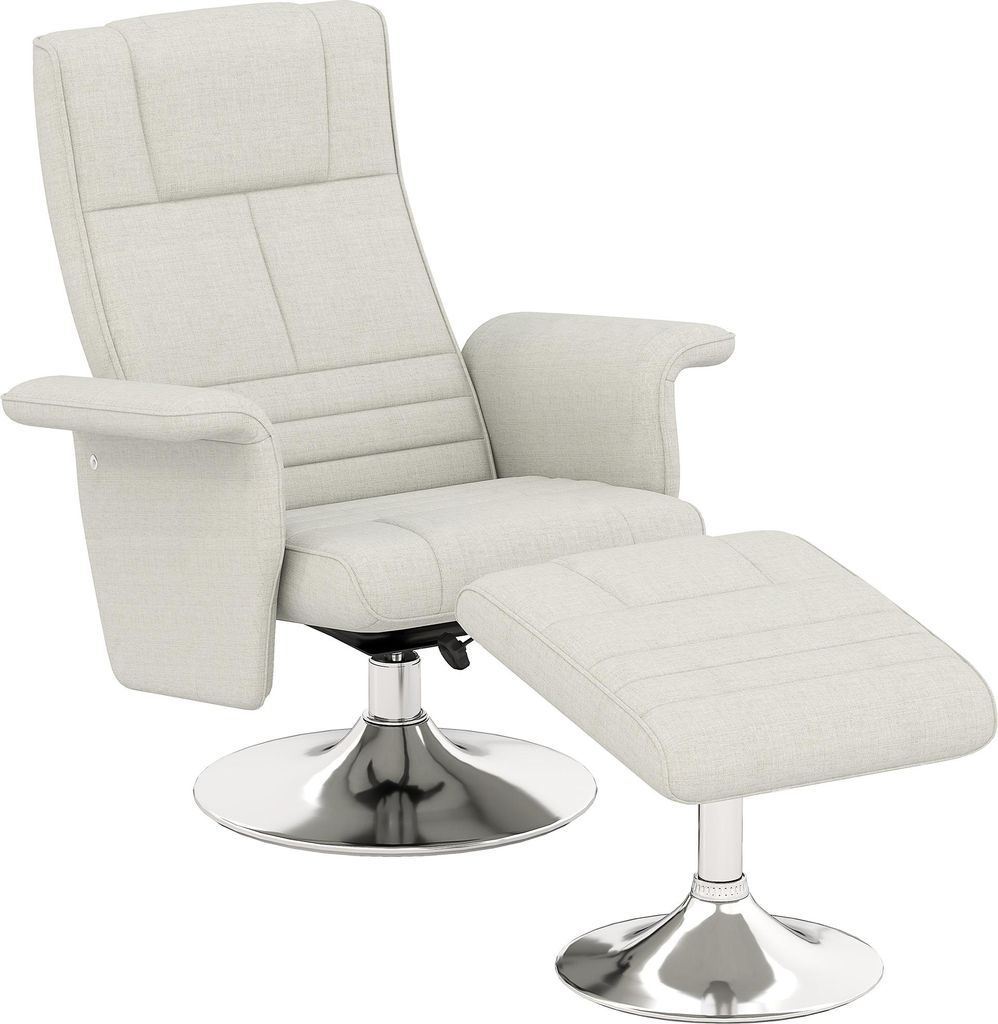 Massagesessel mit Hocker, neigbare Lehne, 78 x 95 x 88 cm, Creme