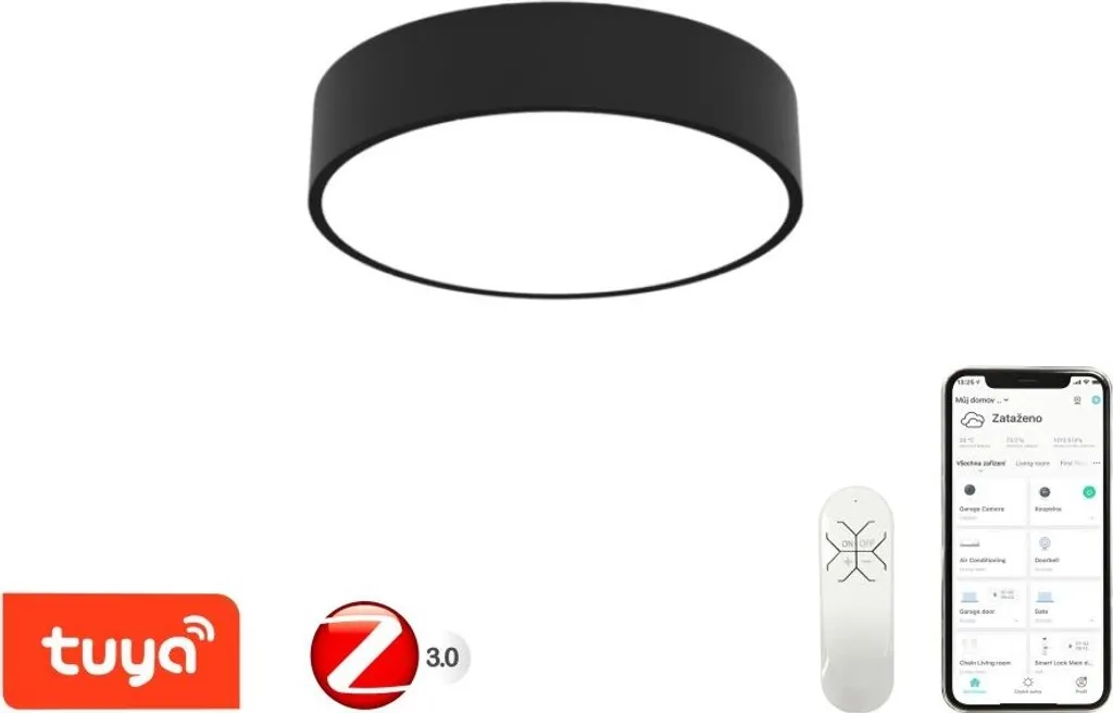 Plafonnier de Salon Intelligent Noir 40cm pour Éclairage Connecté Tuya