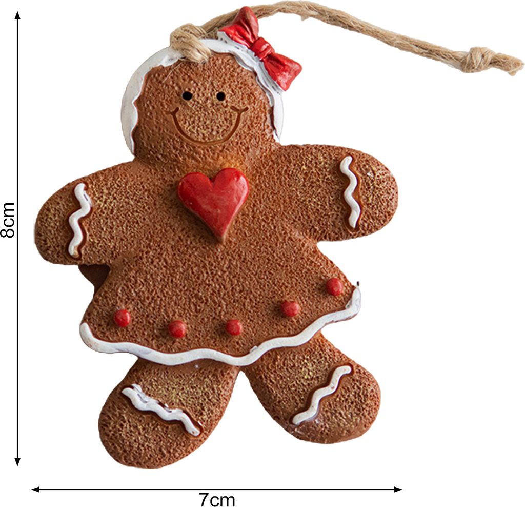 Weihnachtsharz-Lebkuchenmann-Ornament, bezaubernd mit hängendem Schlüsselband, Weihnachtsbaumschmuck-Anhänger