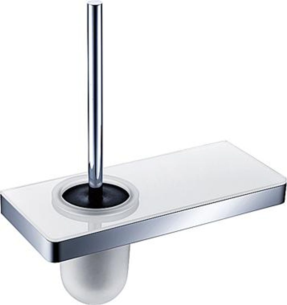 BERNSTEIN Toilettenbürstenhalter G505 aus Edelstahl mit Glasablage - Elegantes Chrom-Design für Wandmontage