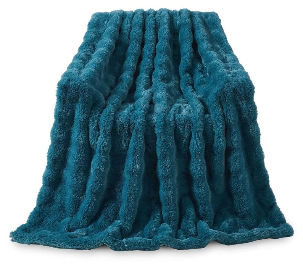 Fleece deken, pluche, bubbelvelours, blauw, 150x200 cm Productafbeelding  AI-gegenereerde afbeelding