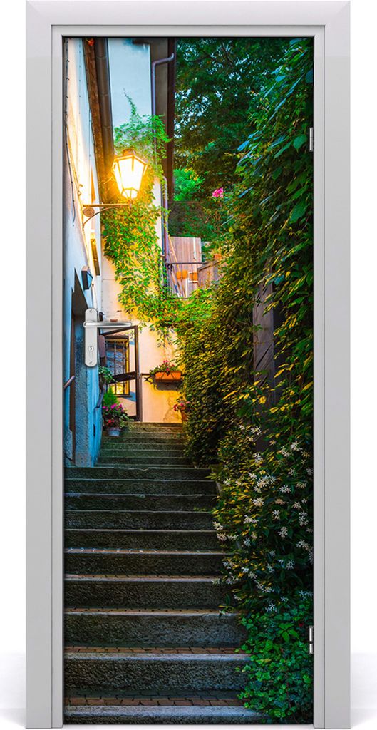 Tulup Türaufkleber 75x205 cm Dekorative Aufkleber Selbstklebend Wasserdichte Tapete Abnehmbar Schlafzimmer Wohnzimmer Wohnkultur - Altstadt Treppe...