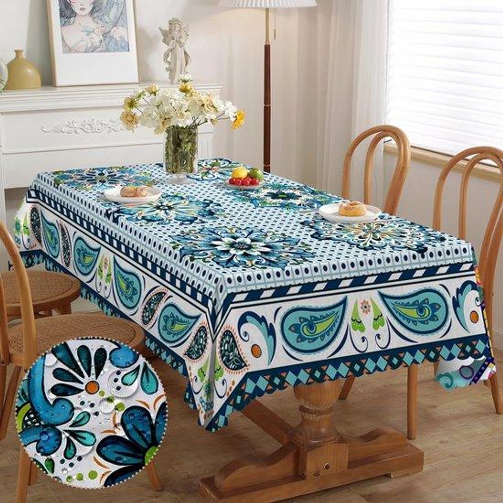 Boho Polyester Tafelkleed Rechthoekig 150x220 cm Weerbestendig Buiten Wasbaar