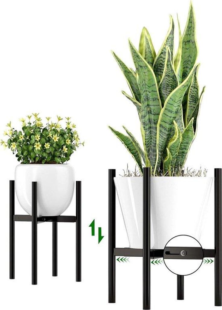 Verstelbare plantenrek voor binnen und buiten - metalen plantenrek organizer für Wohnzimmer, Balkon, Patio, Badkamer (schwarz)