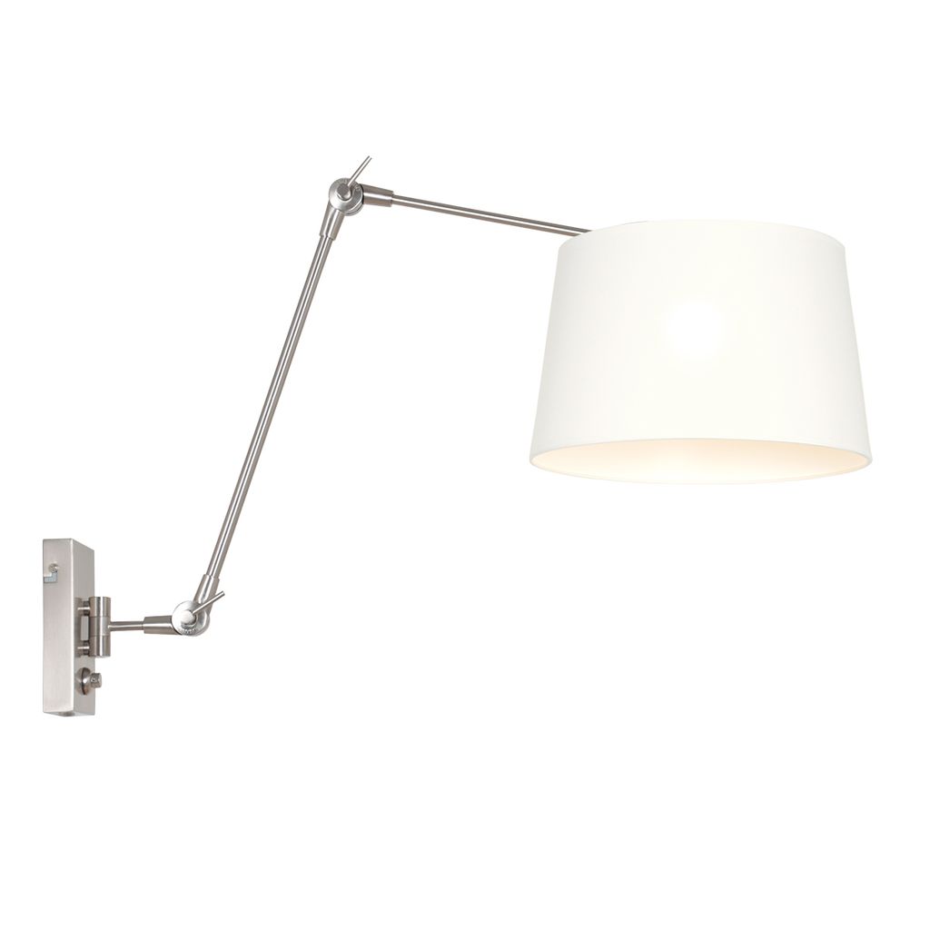 Steinhauer Wandleuchte Prestige Chic 1-flammig Stahl Matt/ Chintz Weiß 90x30cm
