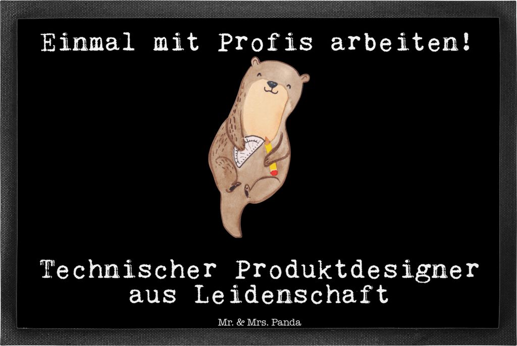 Mr. & Mrs. Panda fußmatte Technischer Produktdesigner Leidenschaft 40 x 60 cm - Schwarz - Geschenk, Schmutzfangmatte, Fussmatte, teppichmatte, Tü...
