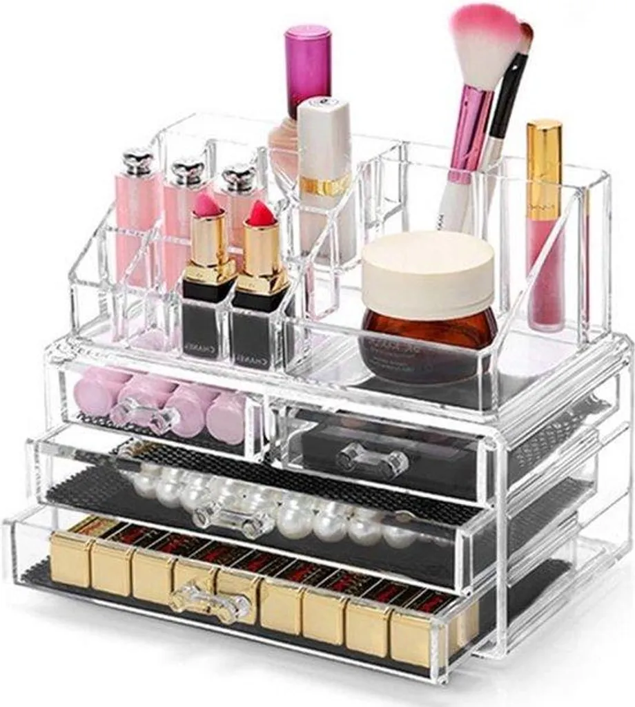 Trousse de maquillage acrylique pour salle de bain et coiffeuse moderne