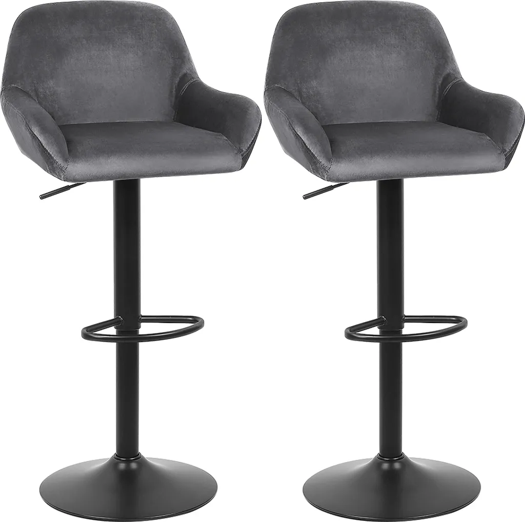 Chaise de Bar Pivotante Grise en Velours de Flanelle - Lot de 2