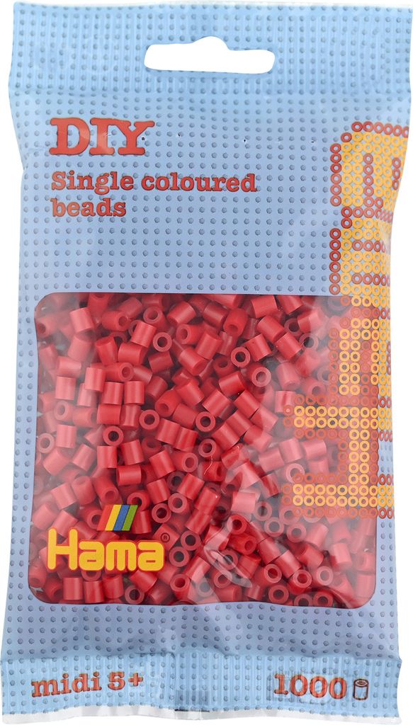 Hama Beads 207-22, Czerwony, Koralik rurkowy, 1000 szt. Zdjęcie produktu 
