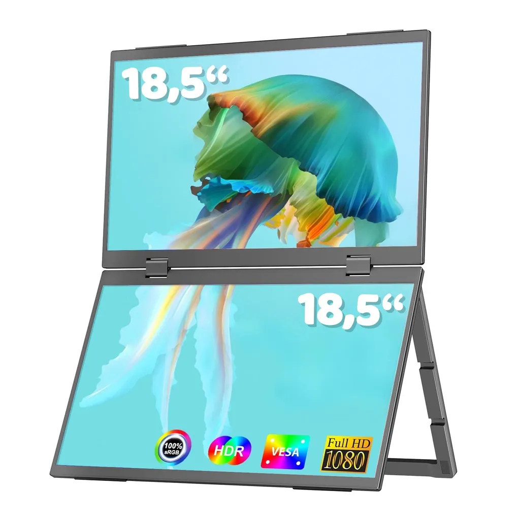 Moniteur pliable 18,5 pouces 1080P avec support VESA pour Laptop