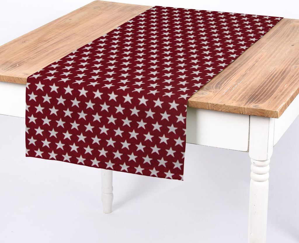 SCHÖNER LEBEN. Tischläufer Sterne beidseitig rot weiß 40x160cm