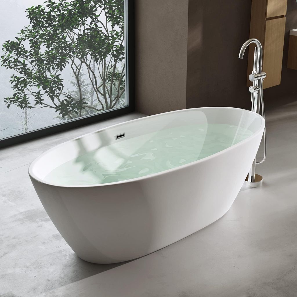 doporro Baignoire îlot Ovale pour Salle de Bain 150cm Blanc Image du produit 