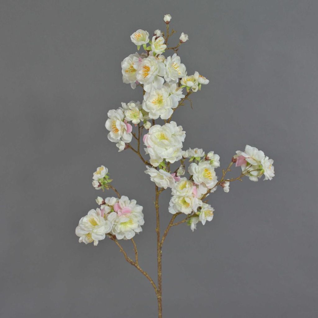 artplants.de Deko Zweig Japanischer Zierkirschen Zweig Rukia, mit Blüten, weiß, 90cm - Kunstzweig - Künstliche Blumen