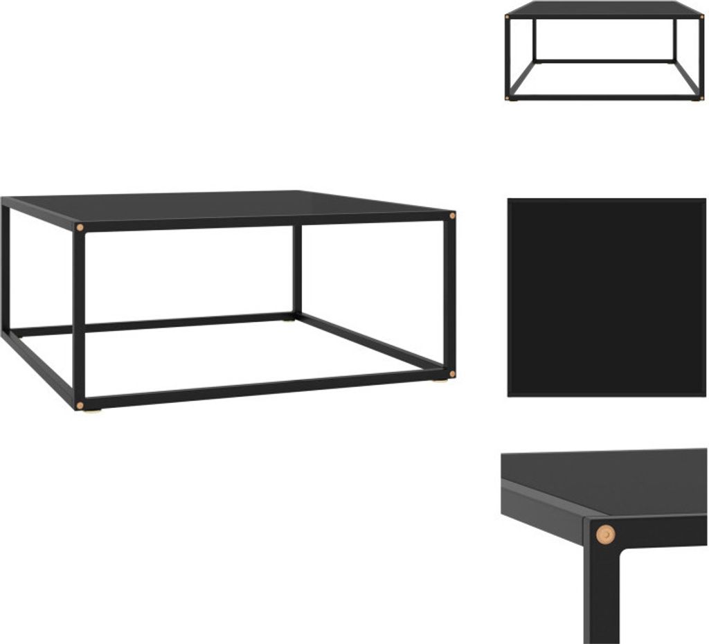 vidaXL Couchtisch Schwarz mit Schwarzem Glas 80x80x35 cm - Couchtische