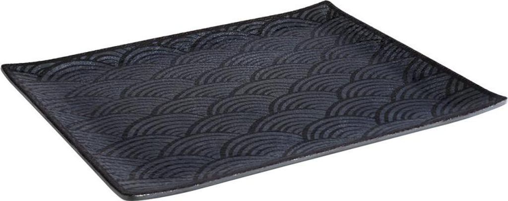APS 84901 GN 1/2 Tablett DARK WAVE, 32,5 x 26,5, Höhe 2 cm, Melamin, schwarz/Wellendekor