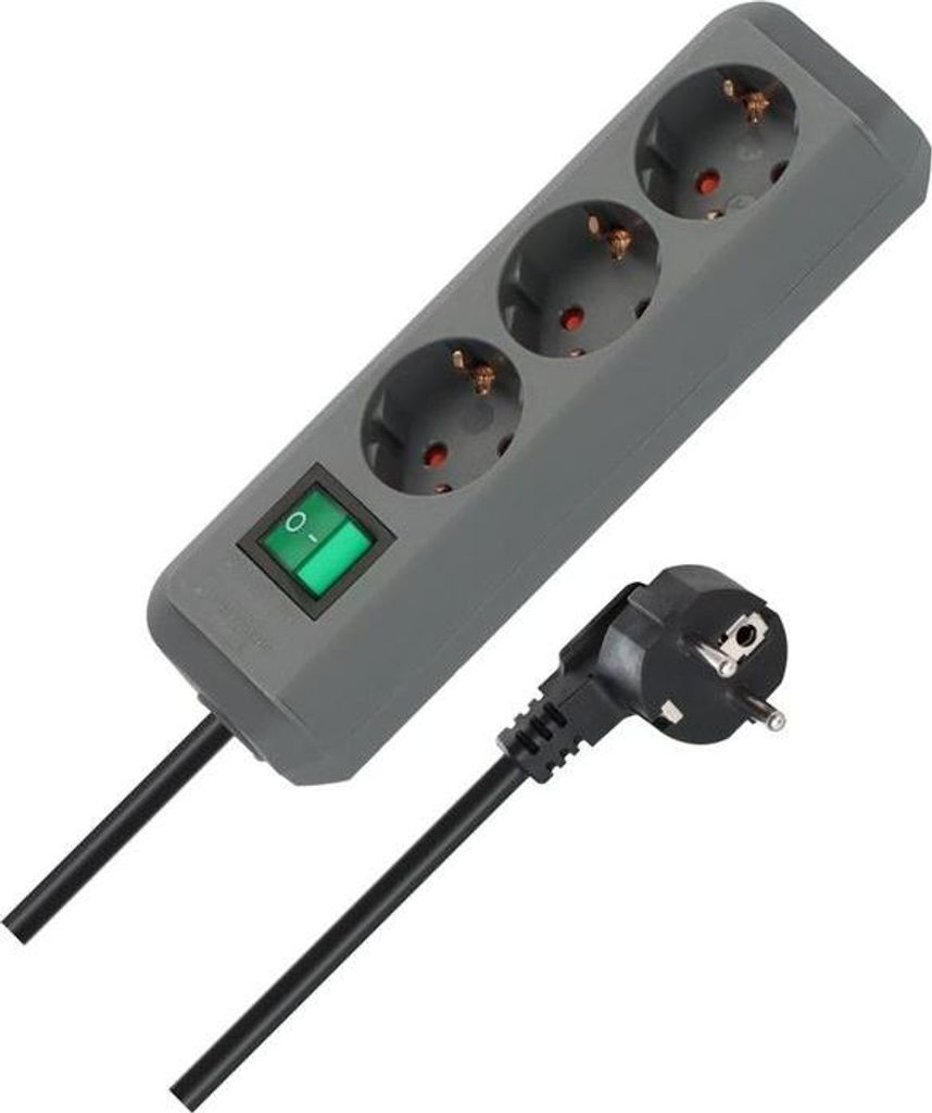 Brennenstuhl Eco-Line + Switch Grey, Silver 3 prise(s) de Image du produit 