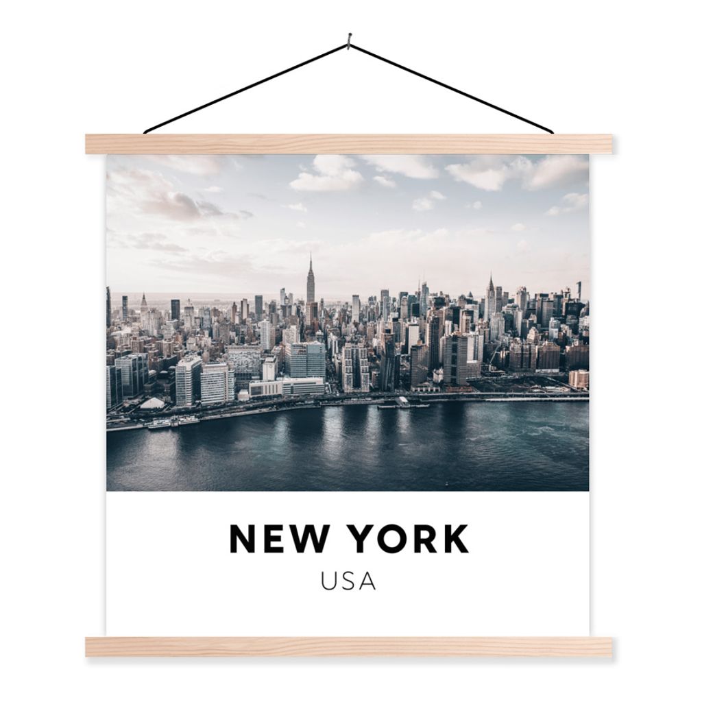 MuchoWow Textilposter New York - Vereinigte Staaten - Häuser 60x60 cm mit holzfarbenen Rahmen - Wanddekoration