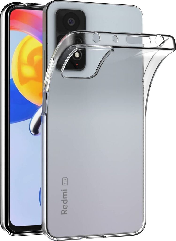 A clear phone case is shown on a phone.