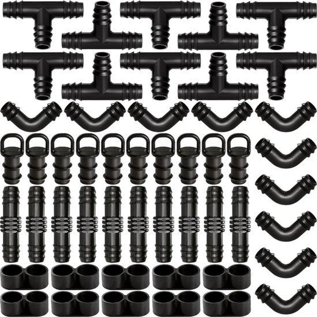 Kit Irrigation 16mm avec Raccords à Cannelure et Bouchons pour Jardin