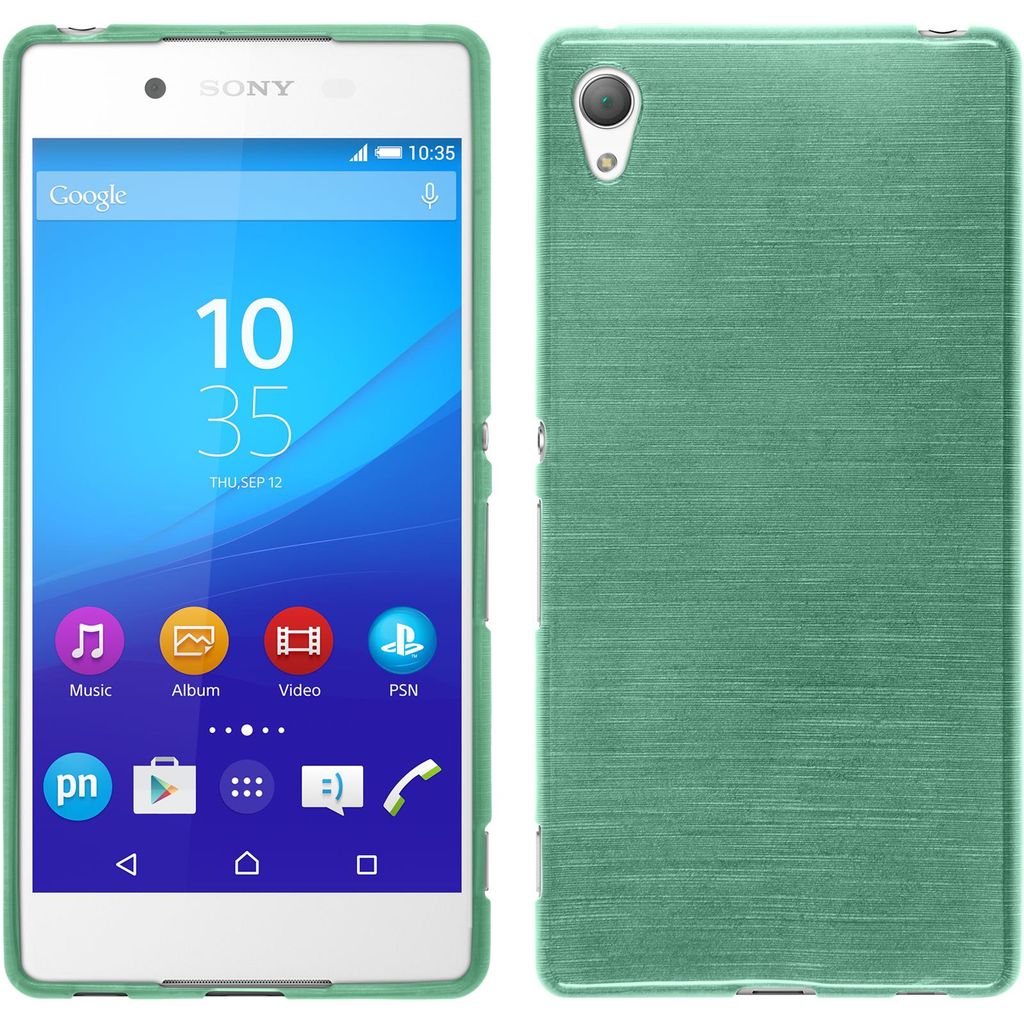 PhoneNatic Case kompatibel mit Sony Xperia Z3+ / Plus - grün Silikon Hülle brushed + 2 Schutzfolien