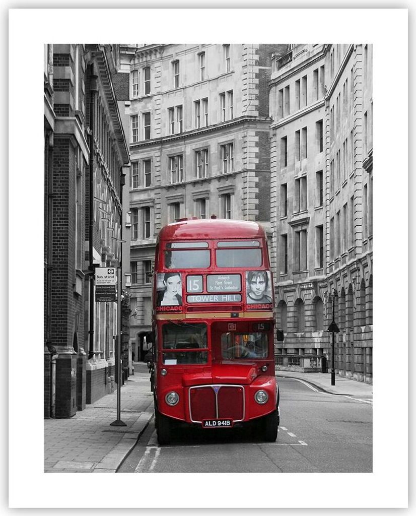 Poster - Poster ohne Rahmen - Bus england urlaub london - 40x50 cm - Wand Bild - Wanddeko - Wandbilder - Kunstposter - Wandposter - Bilder - Kunstd...