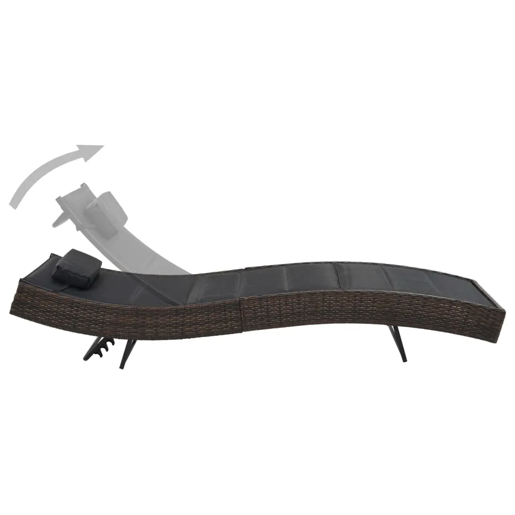 Chaise longue de jardin en polyrotin marron avec dossier réglable vidaXL